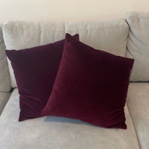 Plum velvet throw pillows